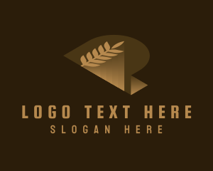 3D Wheat Grain Letter P Logo