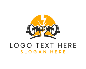 Physical - Dumbbell Lightning Gym logo design