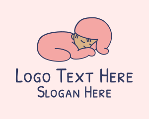 Newborn - Pink Sleeping Baby logo design