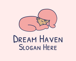 Sleeping - Pink Sleeping Baby logo design