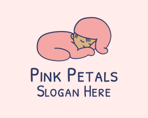 Pink Sleeping Baby  logo design