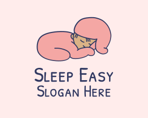 Pink Sleeping Baby  logo design