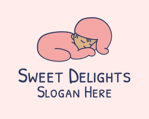 Pink Sleeping Baby  logo design