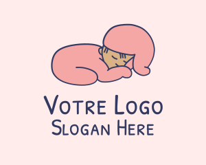 Childcare - Pink Sleeping Baby logo design