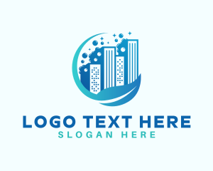 Leaf - Sanitary Cleaning Building logo design