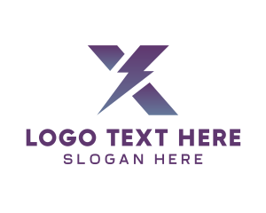 Alphabet - Gradient Letter X Bolt logo design