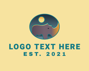 Rhino - Moon Rhino Safari logo design