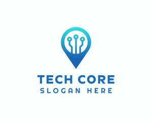 Tech Location Pin logo design