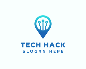 Tech Location Pin logo design