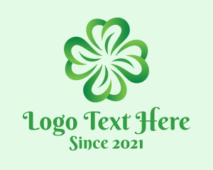Green Four Leaf Clover logo design