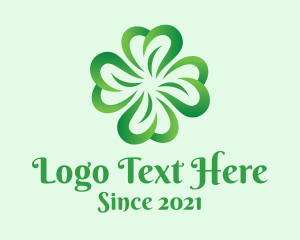 Vegan - Green Four Leaf Clover logo design