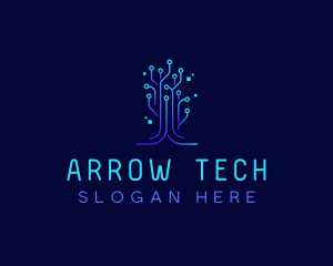 Tech Circuit Tree logo design