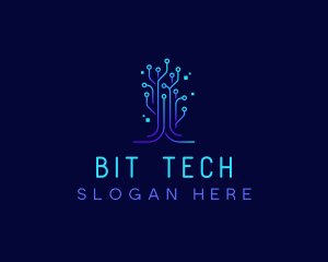 Tech Circuit Tree logo design