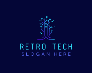 Tech Circuit Tree logo design