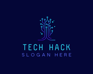 Tech Circuit Tree logo design