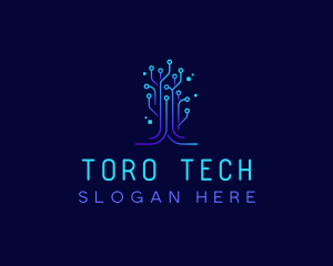 Tech Circuit Tree logo design