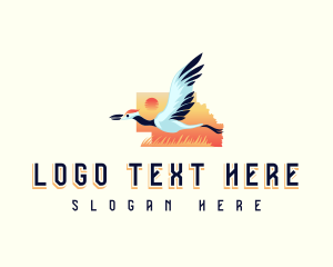 Feathers - Crane Bird Sunset logo design