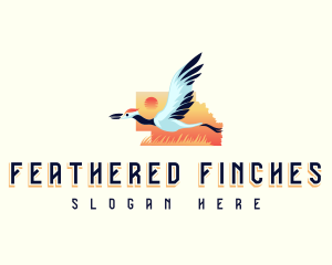 Crane Bird Sunset logo design