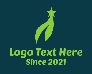 Shooting Star - Green Star Leaf logo design