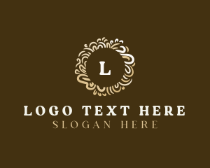 Fragrance - Gold Floral Wreath logo design