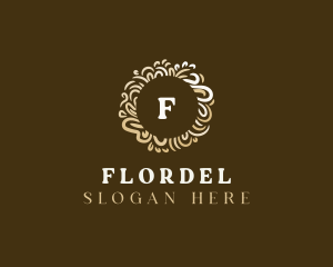 Gold Floral Wreath logo design