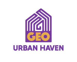 Violet Geo Pattern House logo design