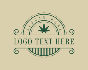 Vintage - Elegant Marijuana Badge logo design