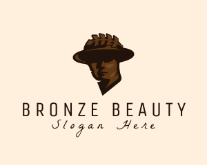 Bronze - Man Hat Sculpture logo design