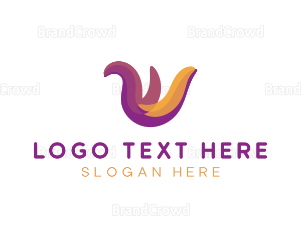 Wave Color Media Letter W Logo