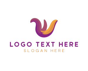 Wave Color Media Letter W  Logo