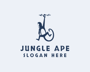 Ape - Ape Monkey Hanging logo design