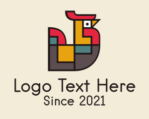 Cock Fight - Geometric Colorful Chicken logo design