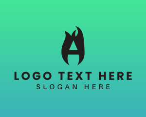 Hot - Burning Flame Letter A logo design