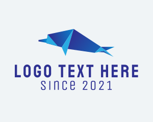 Paper Folding - Blue Dolphin Origami logo design