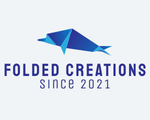 Blue Dolphin Origami  logo design