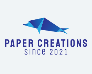 Papercraft - Blue Dolphin Origami logo design