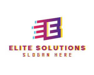 Glitchy - Speedy Motion Letter E logo design