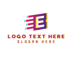 Glitchy - Speedy Motion Letter E logo design