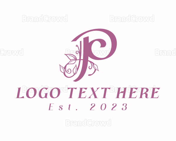 Purple Floral Vines Letter P Logo