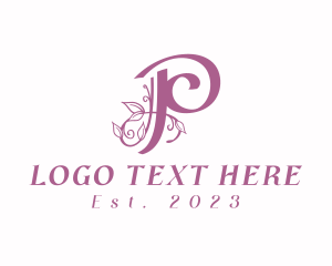Ornament - Purple Floral Vines Letter P logo design