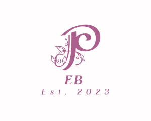 Ornament - Purple Floral Vines Letter P logo design