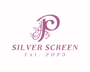Flower - Purple Floral Vines Letter P logo design