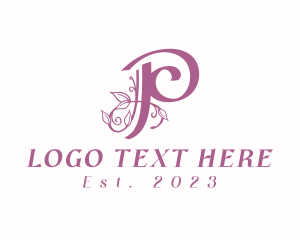 Women - Purple Floral Vines Letter P logo design