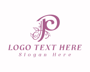 Purple Floral Vines Letter P  Logo