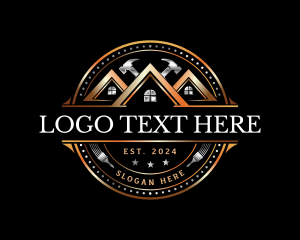 Tool - Hammer Paint Brush Construction logo design