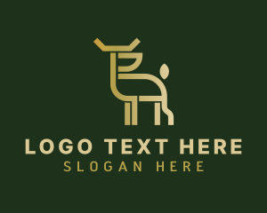 Gold - Luxury Deer Outline logo design