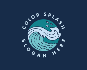 Surfing Waves Beach logo design