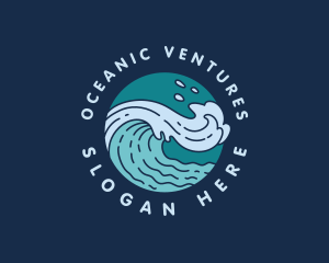 Surfing Waves Beach logo design