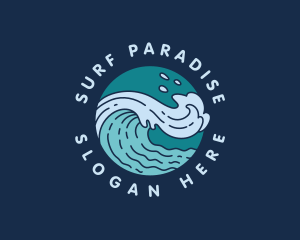 Surfing Waves Beach logo design