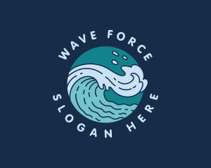 Surfing Waves Beach logo design